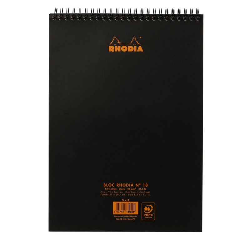 Kierrelehtiö A4 Rhodia N°18 Ruudutettu