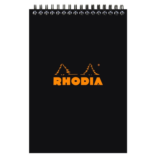 Laadukas viivapaperilehtiö Rhodia N°16 A5-koossa, säänkestävillä kansilla ja parikierresidonnalla.
