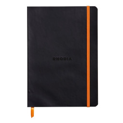 Muistikirja A5 Rhodiarama Black/Orange - tyylikästä italialaista keinonahkaa