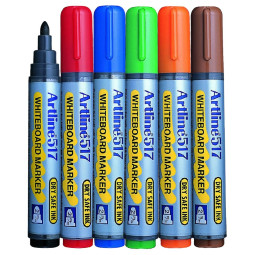 Valkotaulutussi 6 väriä Artline 517 - parasta laatua luokkahuoneille ja esitelmöintiin