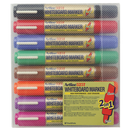 Valkotaulutussi 8 väriä Artline 525T - parasta laatua luokkahuoneille ja esitelmöintiin