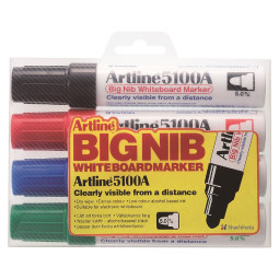 Valkotaulutussi 4 väriä Artline 5100A Big Nib - parasta laatua luokkahuoneille ja esitelmöintiin