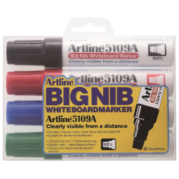 Valkotaulutussi 4 väriä Artline 5109A Big Nib - parasta laatua luokkahuoneille ja esitelmöintiin