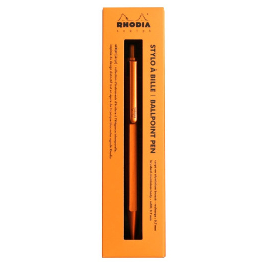 Kuulakynä 0,7mm Rhodia scRipt Orange - huippulaatuinen kynä alumiinirungolla