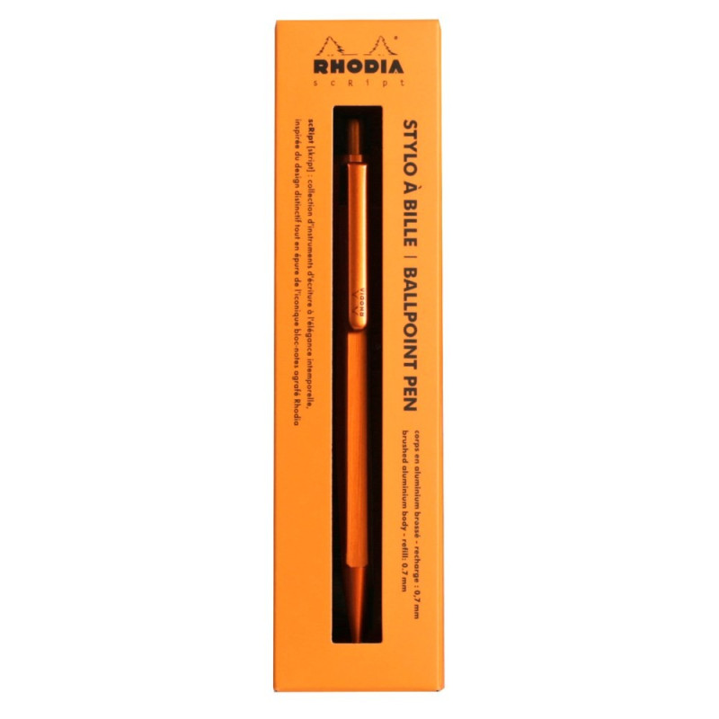 Kuulakynä 0,7mm Rhodia scRipt Orange - huippulaatuinen kynä alumiinirungolla