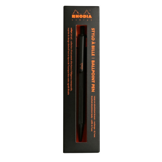 Kuulakynä 0,7mm Rhodia scRipt Black - huippulaatuinen kynä alumiinirungolla