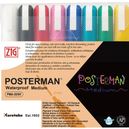 Poster Marker Set 8 väriä 2mm ZIG Posterman - mainostussi somistukseen ja mainontaan