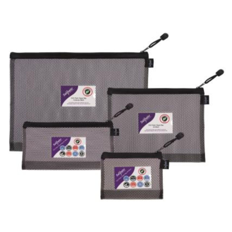 Snopake Zippa Bag A4+ EVA Mesh Black Vetoketjutasku