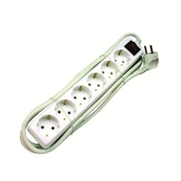 Jatkojohto 6-osainen 1,5M kytkimellä maadoitettu