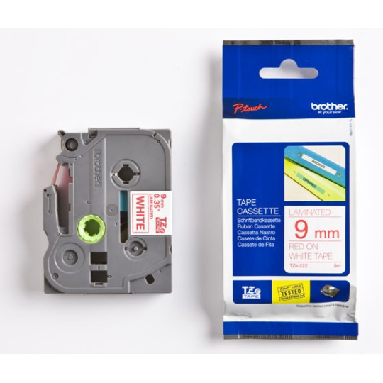 Brother TZe-222 9mm Punainen/Valkoinen (P-Touch)