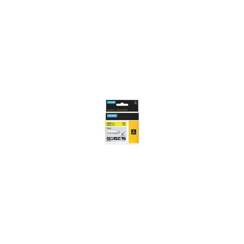 Dymo RP 19mm Vinyyliteippi musta/keltainen 18433