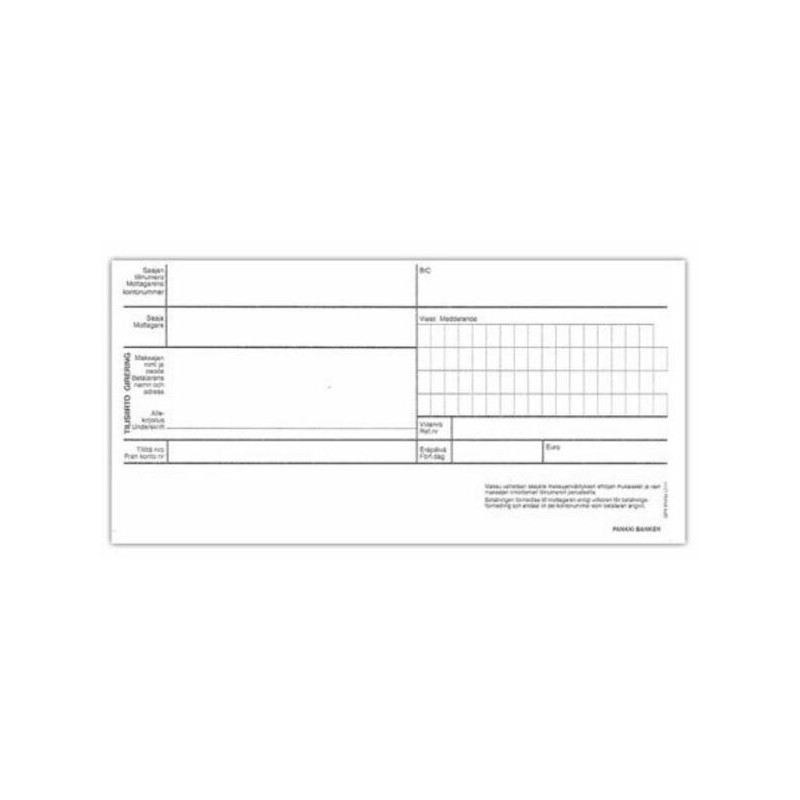 Tilisiirtolomake 2-osainen 8x4" SPY8121e