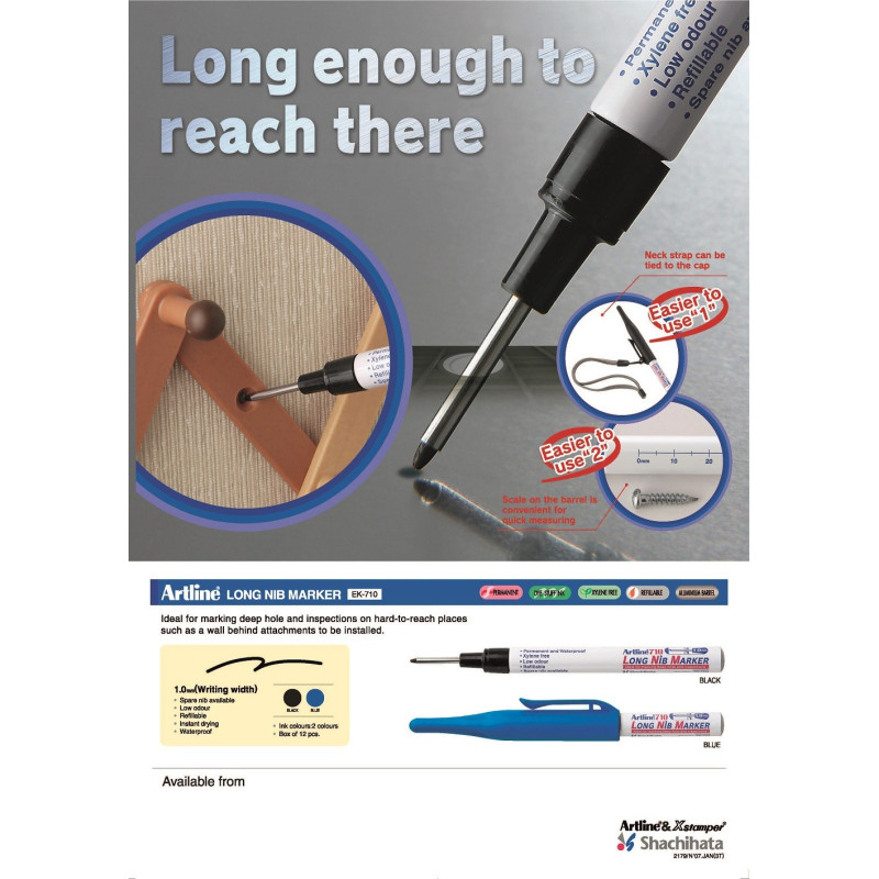 Edding 8850 puikkokynä musta - ohut permanent marker pitkällä kärjellä