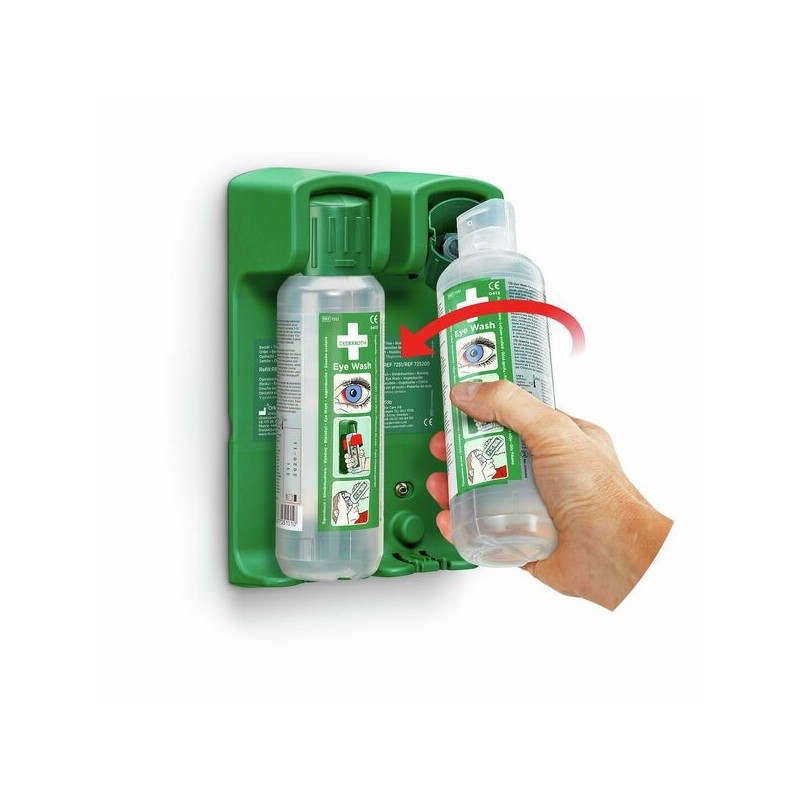 Seinäteline 2:lle silmänhuuhtelupullolle Cederroth 7202