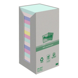 Aito Post-It 654 EKO 76x76mm Recycled viestilappu, 16 pastellisävyistä nidettä pakkauksessa