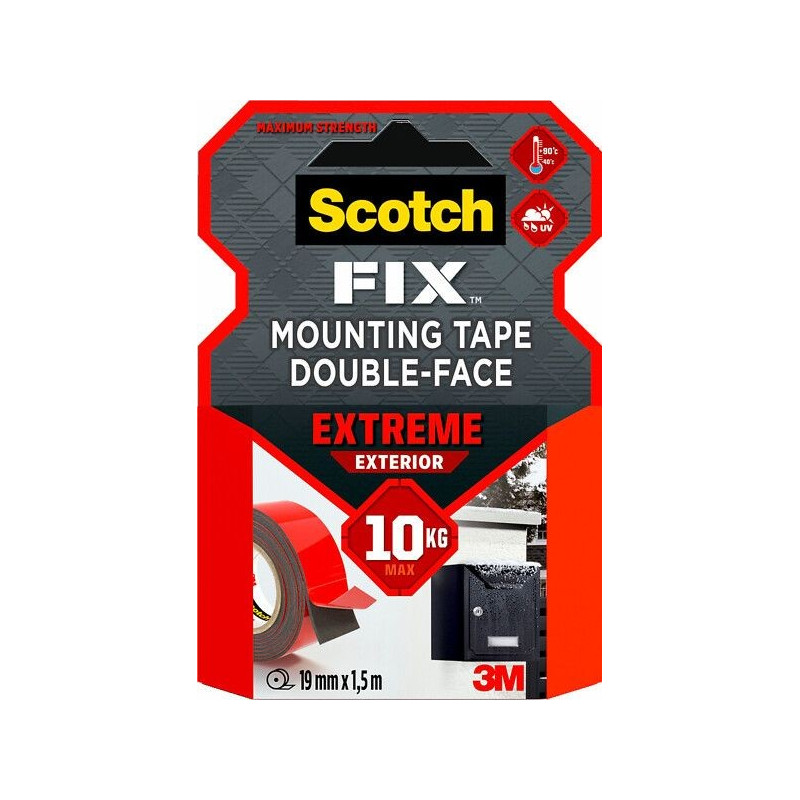 Kiinnitysteippi Scotch Fix Extreme 19mm x 1,5m - erittäin vahva teippi pysyvään kiinnitykseen