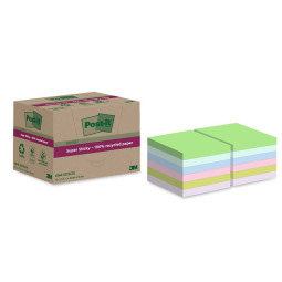 Post-It 654 EKO Super Sticky 76x76mm/12kpl Värilajitelma, viestilappu kierrätyspaperista