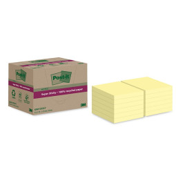 Post-It 654 EKO Super Sticky 76x76mm/12kpl Keltainen, viestilappu kierrätyspaperista