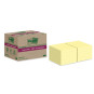 Post-It 654 EKO Super Sticky 76x76mm/12kpl Keltainen, viestilappu kierrätyspaperista