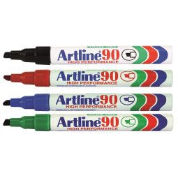 Huopakynäsarja 4 väriä Artline 90 - leveä, edullinen permanent marker