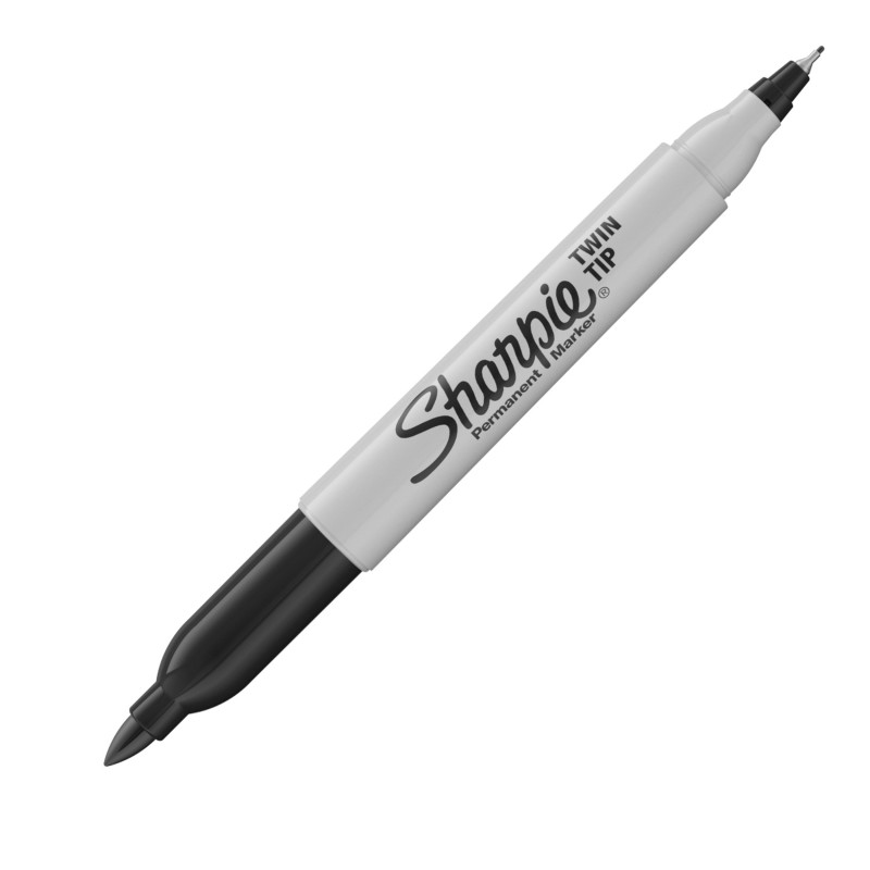 Huopakynä Sharpie TwinTip EF/F Musta - kaksipäinen kynä pysyvään merkintään