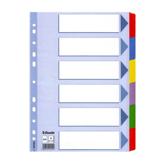 Hakemisto Esselte Mylar A4 kartonki 6-os 