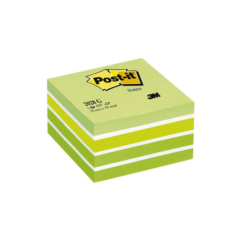 Viestilappukuutio Post-It 2028B Green - vihreät pastellisävyt