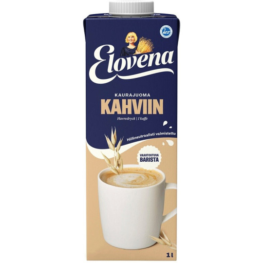 Kaurajuoma Elovena 1L - baristamaito vaahtoaa hyvin ja tuo kahviin pehmeän ja täyteläisen maun