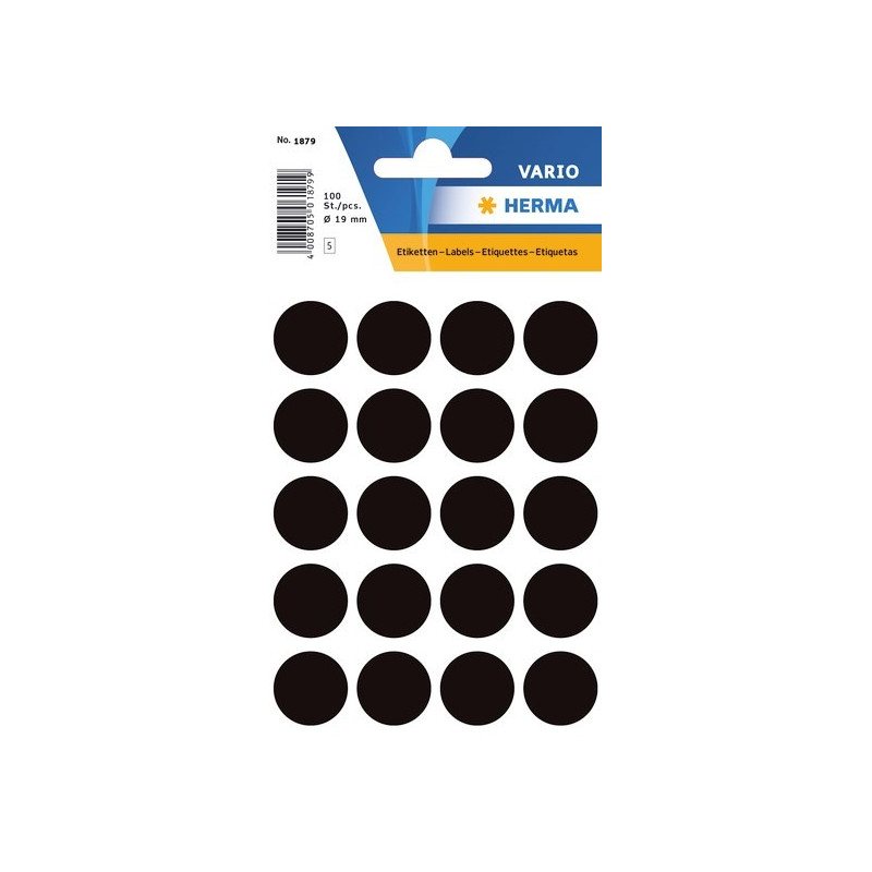 Herma 1879 Pyöreä tarra 19mm musta