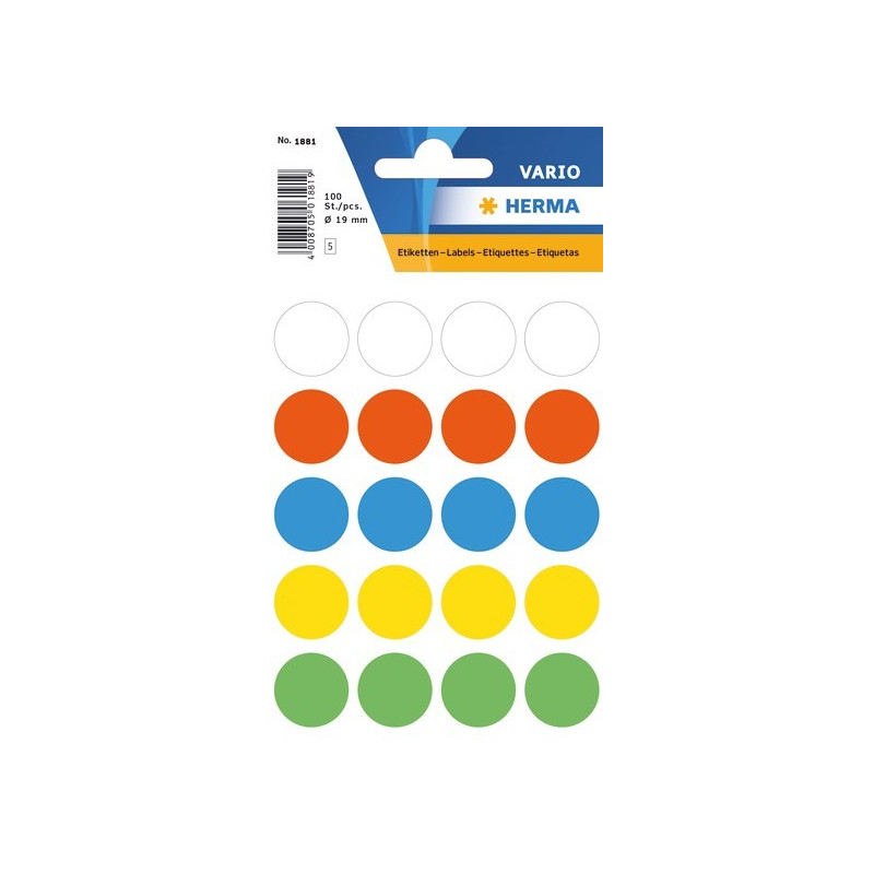 Herma 1879 Pyöreä tarra 19mm värilajitelma