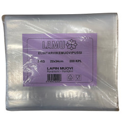 Muovipussi 3kg 25x39cm 30my /200kpl - elintarvikemuovipussi kylmäsäilytykseen