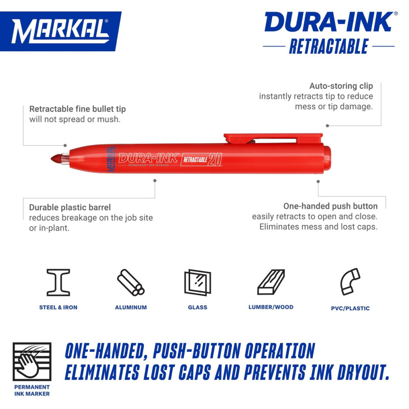 Huopakynä Markal Dura-Ink Retractable 20 Musta