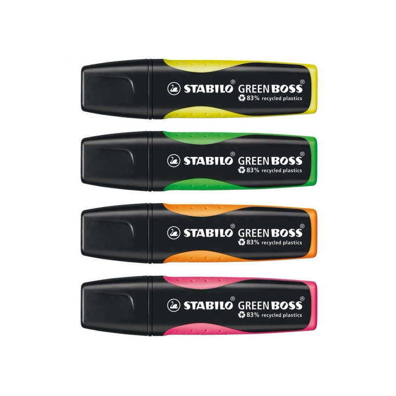 Korostuskynäsarja 4 väriä Stabilo Boss Green