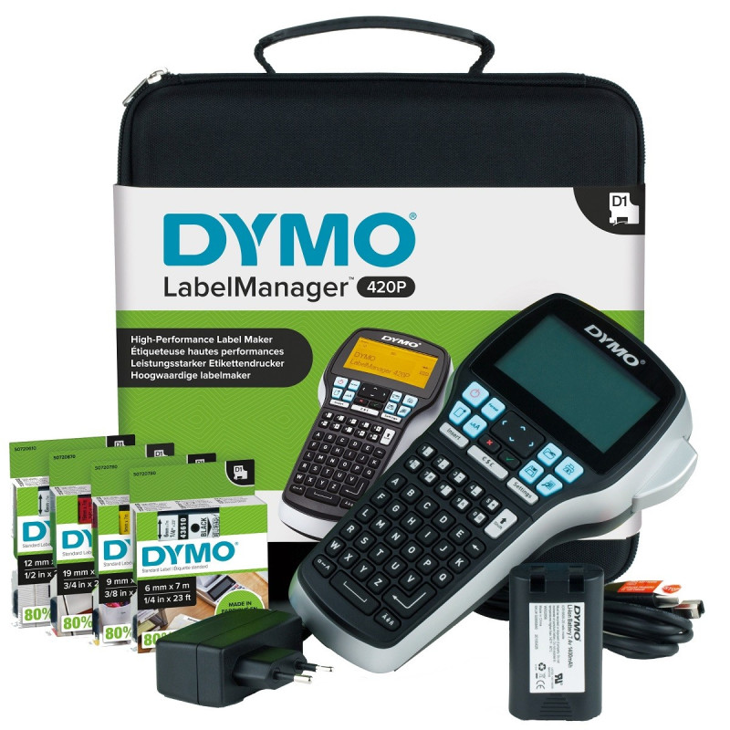 Dymo LabelManager 420P ValuePack - tarratulostin, akkupaketti, tarrakasetit ja kantolaukku