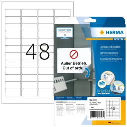 Herma 4346 Valkoinen 45,7x21,2mm (A4 48-jakoinen)