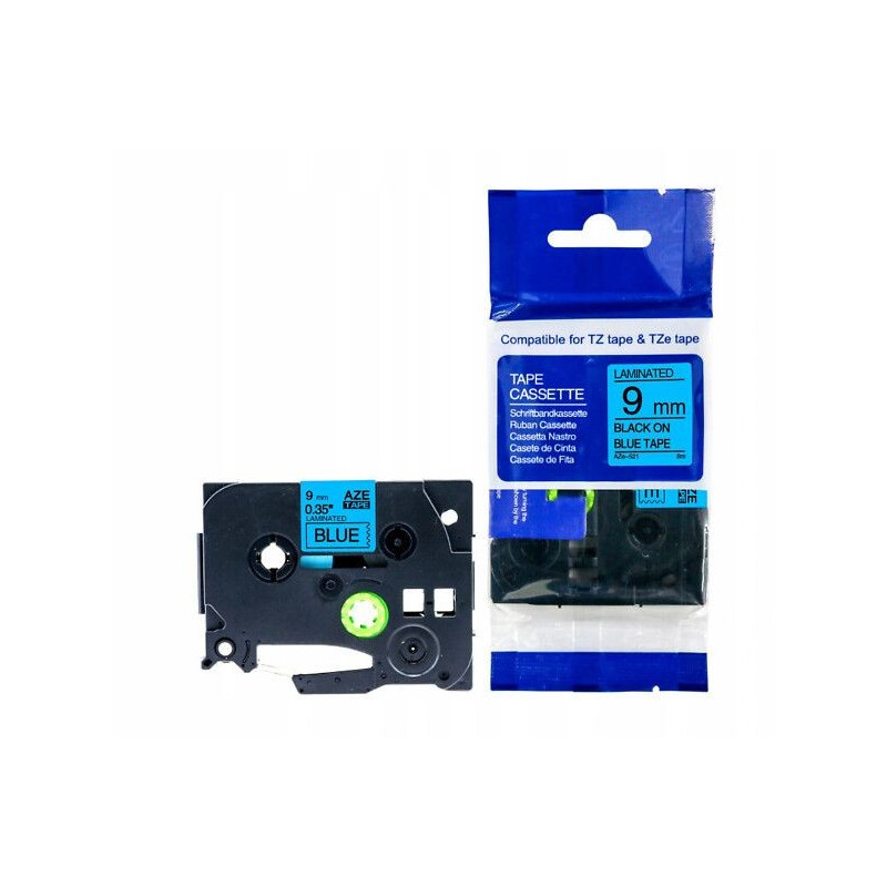 Tarranauha AZE-521 9mmx8m musta/sininen