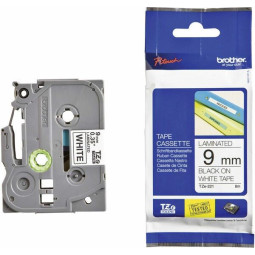 Tarranauha AZE-521 9mmx8m musta/valkoinen