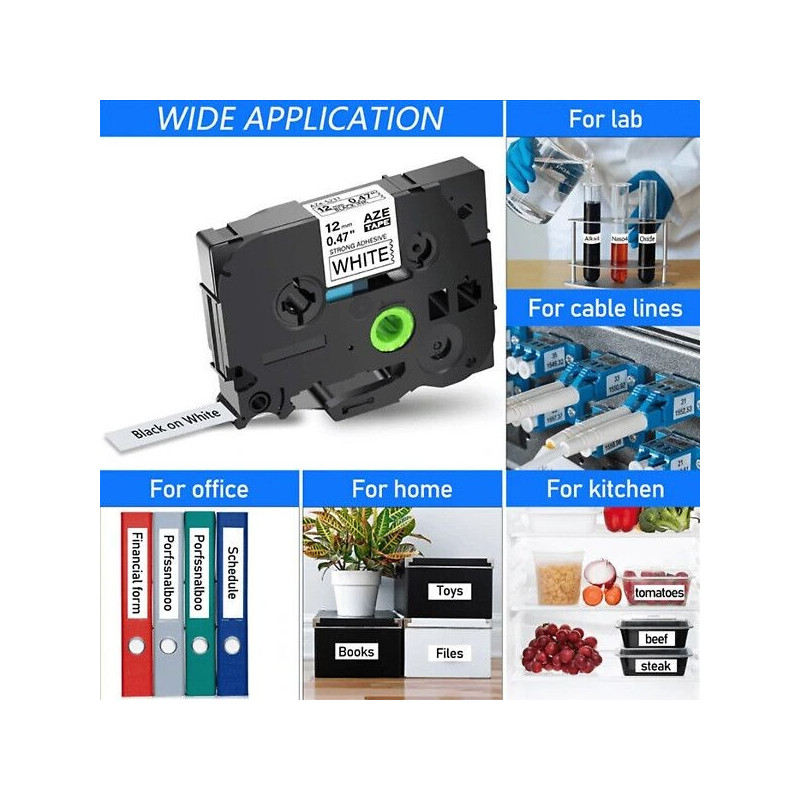 Tarranauha AZE-131 12mmx8m musta/kirkas