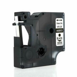 Tarrakasetti 6mm Musta/valkoinen QC 43613 - laadukas tarviketarranauha