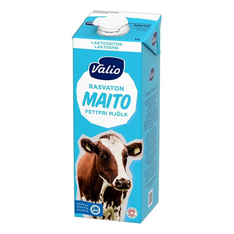 Rasvaton maito 1 litra Valio UHT Laktoositon - kotimainen, vähälaktoosinen rasvaton maito