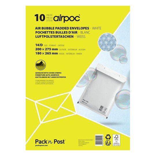 Kuplapussi 200x275 AirPac 4/14 Valkoinen /10kpl
