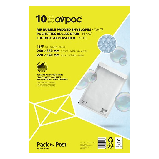 Kuplapussi 16 240x350 AirPac Valkoinen /10kpl