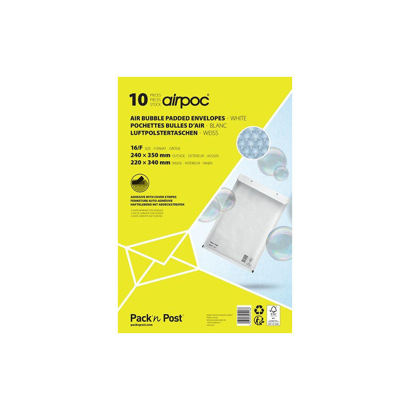 Kuplapussi 16 240x350 AirPac Valkoinen /10kpl
