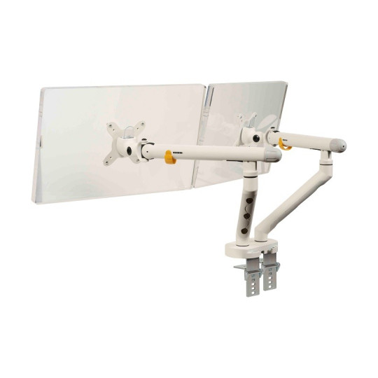 Monitorivarsi BE-Flexible Dual Valkoinen – 2 näytölle saranavarrella