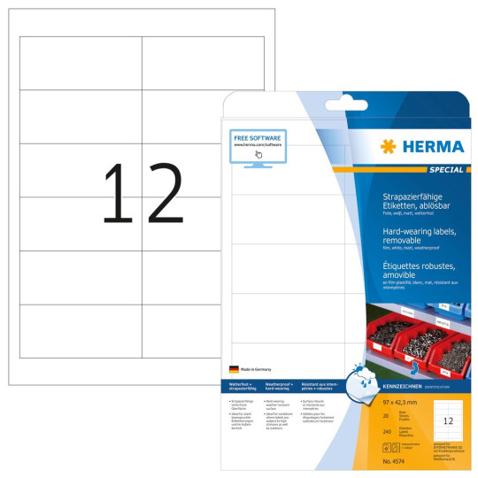 Herma SKT 4574 97x42,3mm irtoava tarra - tuotetieto- ja hintamerkintään