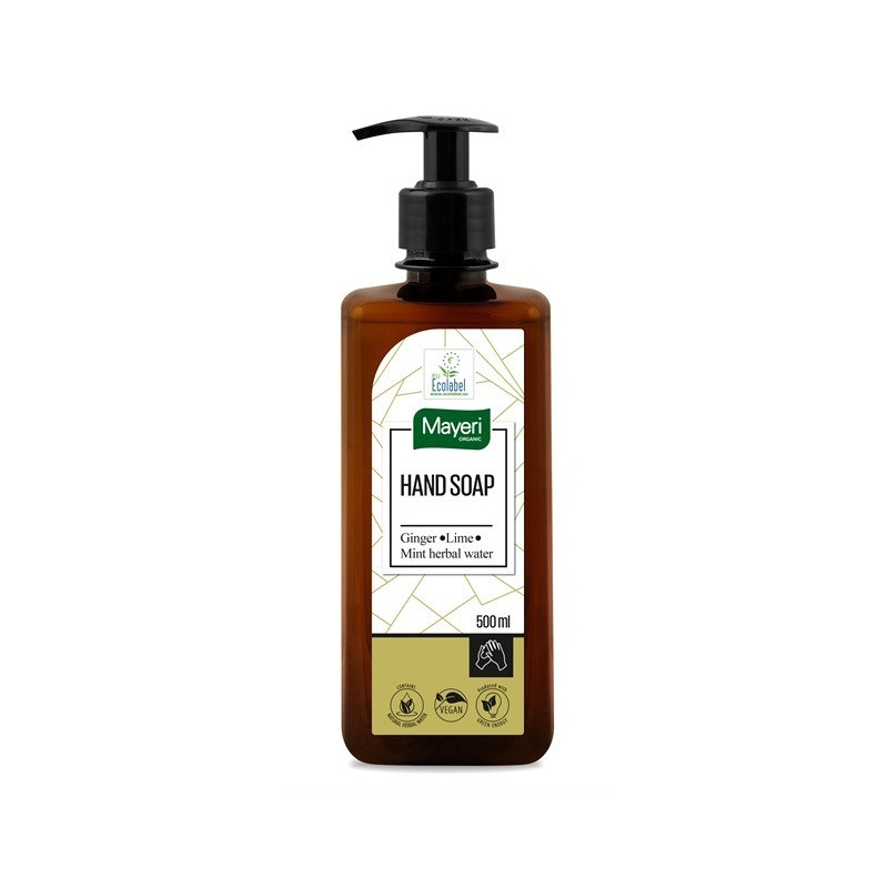 Nestesaippua 500ml Inkivääri & Lime Mayeri ORGANIC - ekologinen ja vegaaninen käsisaippua