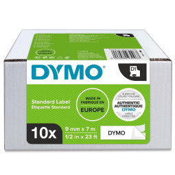 Dymo D1 9mm/7m Musta/Valkoinen /10kpl (säästöpakkaus)