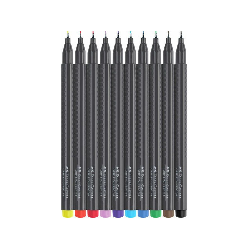 Kuitukynälajitelma 0,4 Faber-Castell 10-väriä Finepen Grip