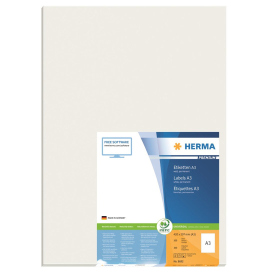 Tulostustarra A3 97x420mm 1-jakoinen Herma 8692