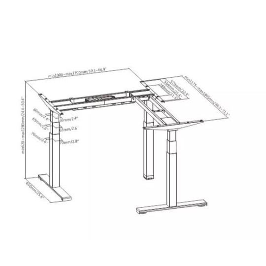 Sähköpöytärunko GetUpDesk Trio Harmaa